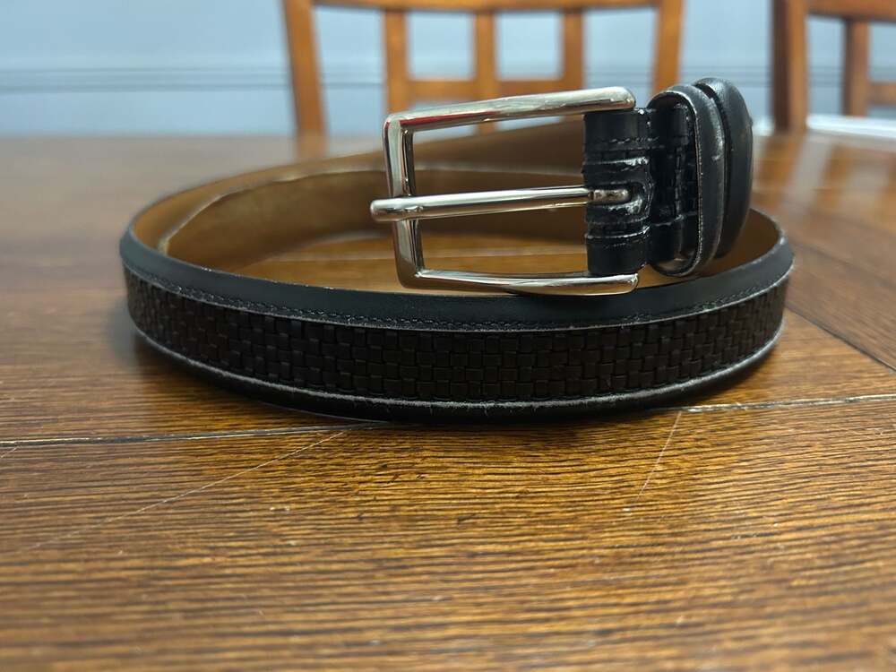 Allen Edmonds Men's Black Embossed Leather Belt, Size 34